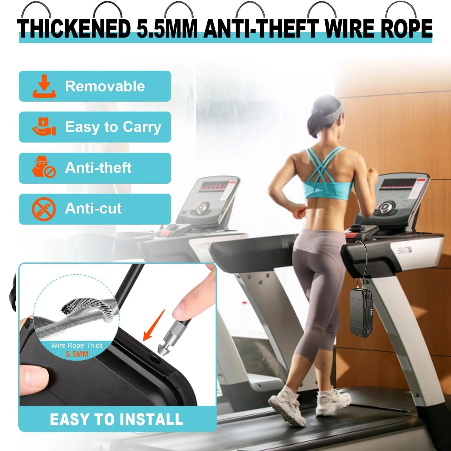 Caja de Seguridad portátil para viaje, candado antirrobo para gimnasio, playa, impermeable, combinación pequeña, cadena extraíble
