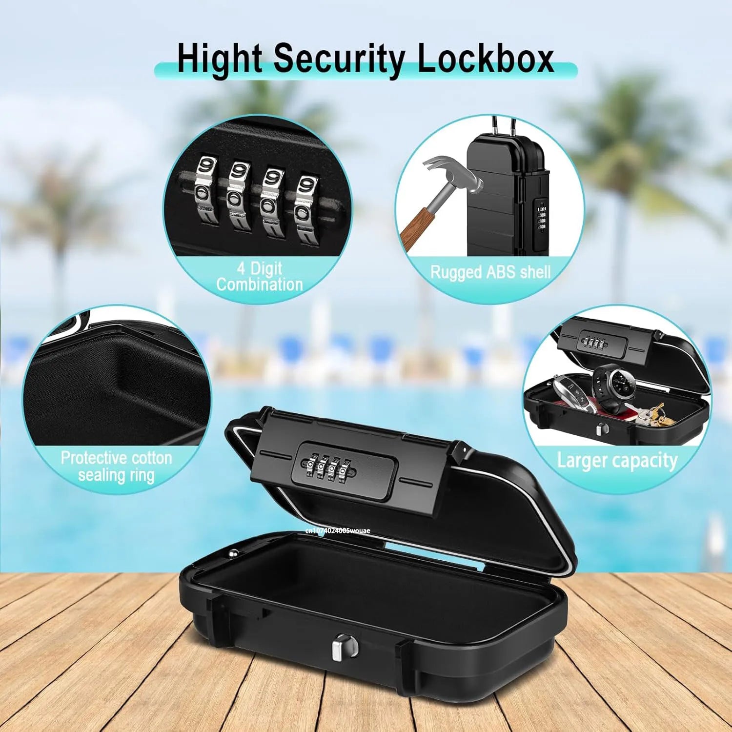 Caja de Seguridad portátil para viaje, candado antirrobo para gimnasio, playa, impermeable, combinación pequeña, cadena extraíble