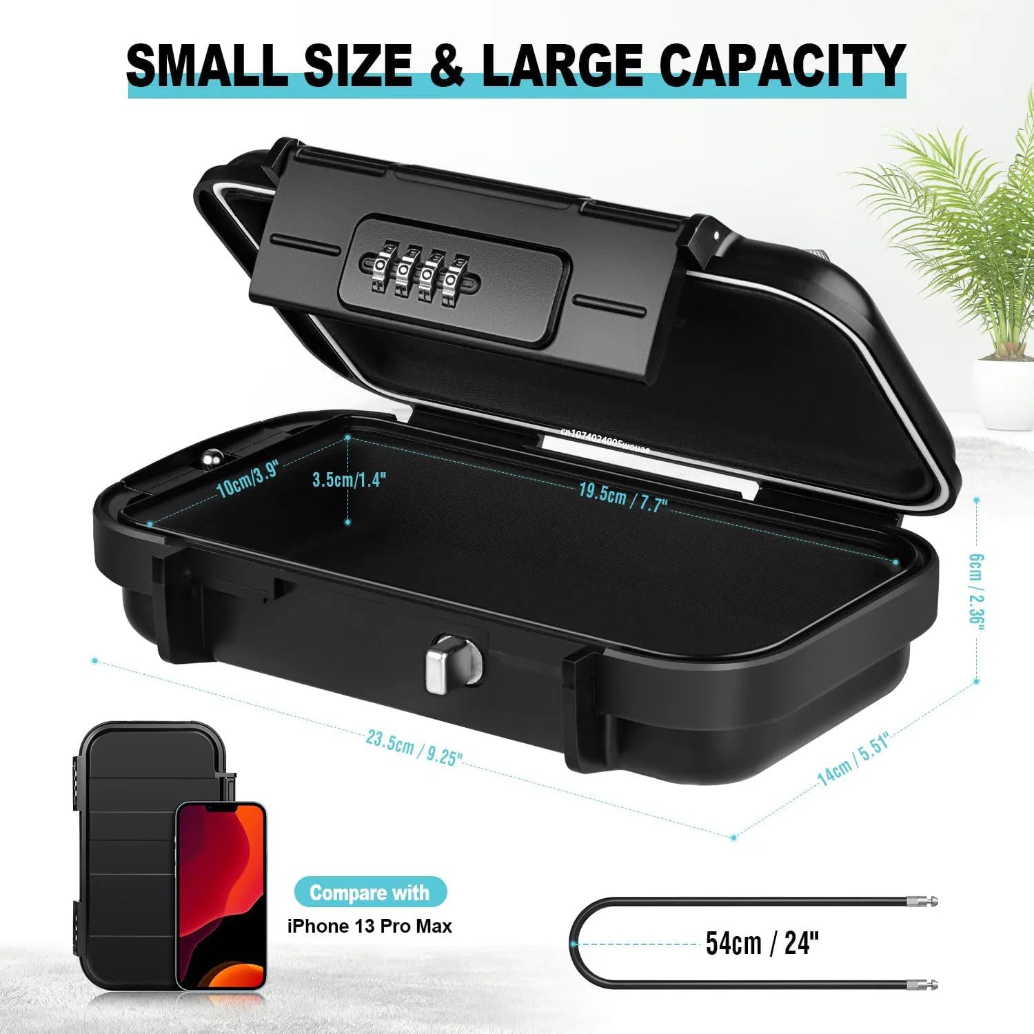 Caja de Seguridad portátil para viaje, candado antirrobo para gimnasio, playa, impermeable, combinación pequeña, cadena extraíble